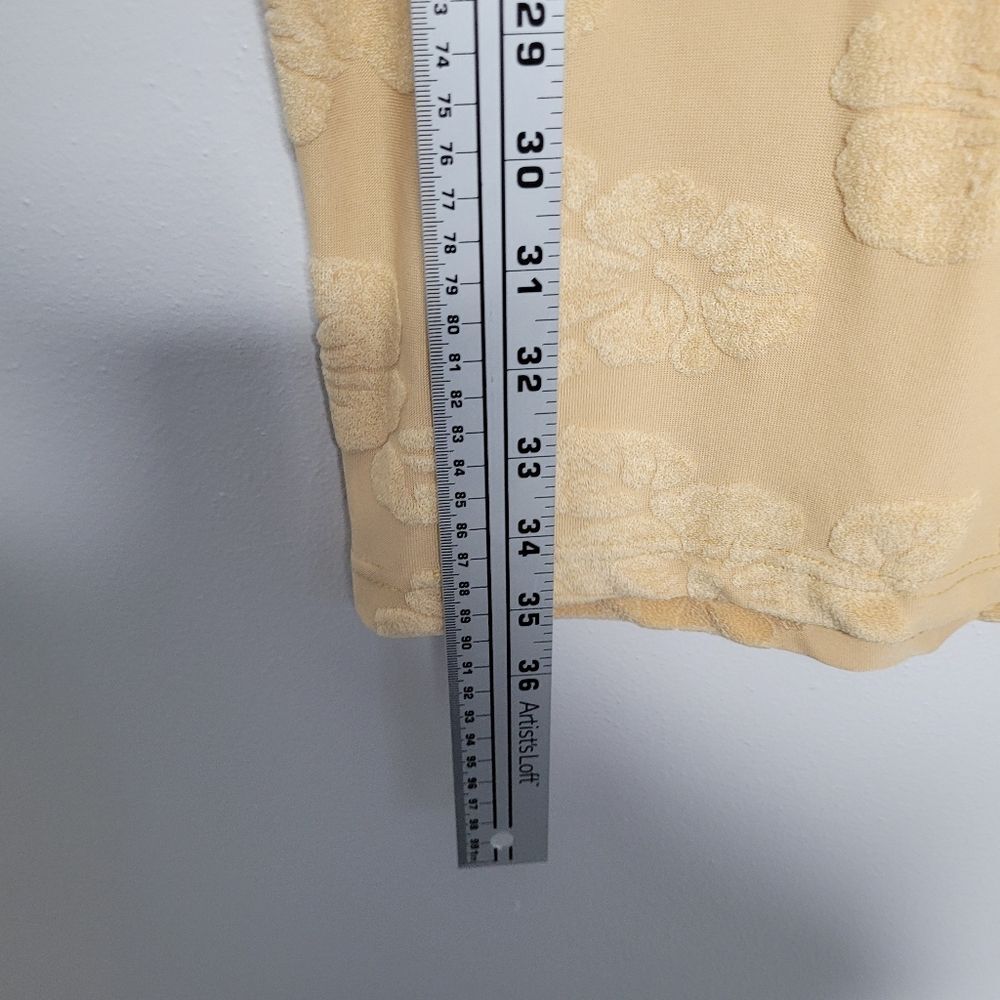 Vintage Hennes tan beige form fitting tropical floral textured print dress 38 - Picture 7 of 7